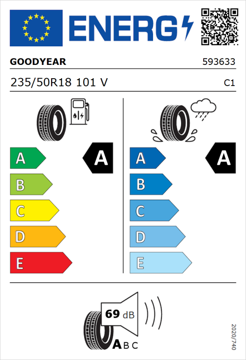 Tyre Label for Goodyear Eagle F1 Asymmetric 6 235/50R18 101V