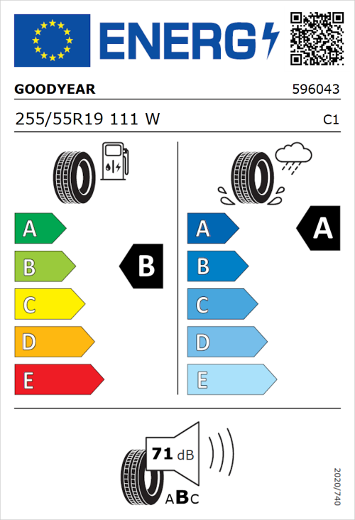 Tyre Label for Goodyear Eagle F1 Asymmetric 6 255/55R19 111W
