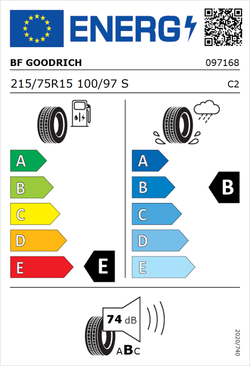 Tyre Label for BF Goodrich All-Terrain T/A KO3 215/75R15 100/97S
